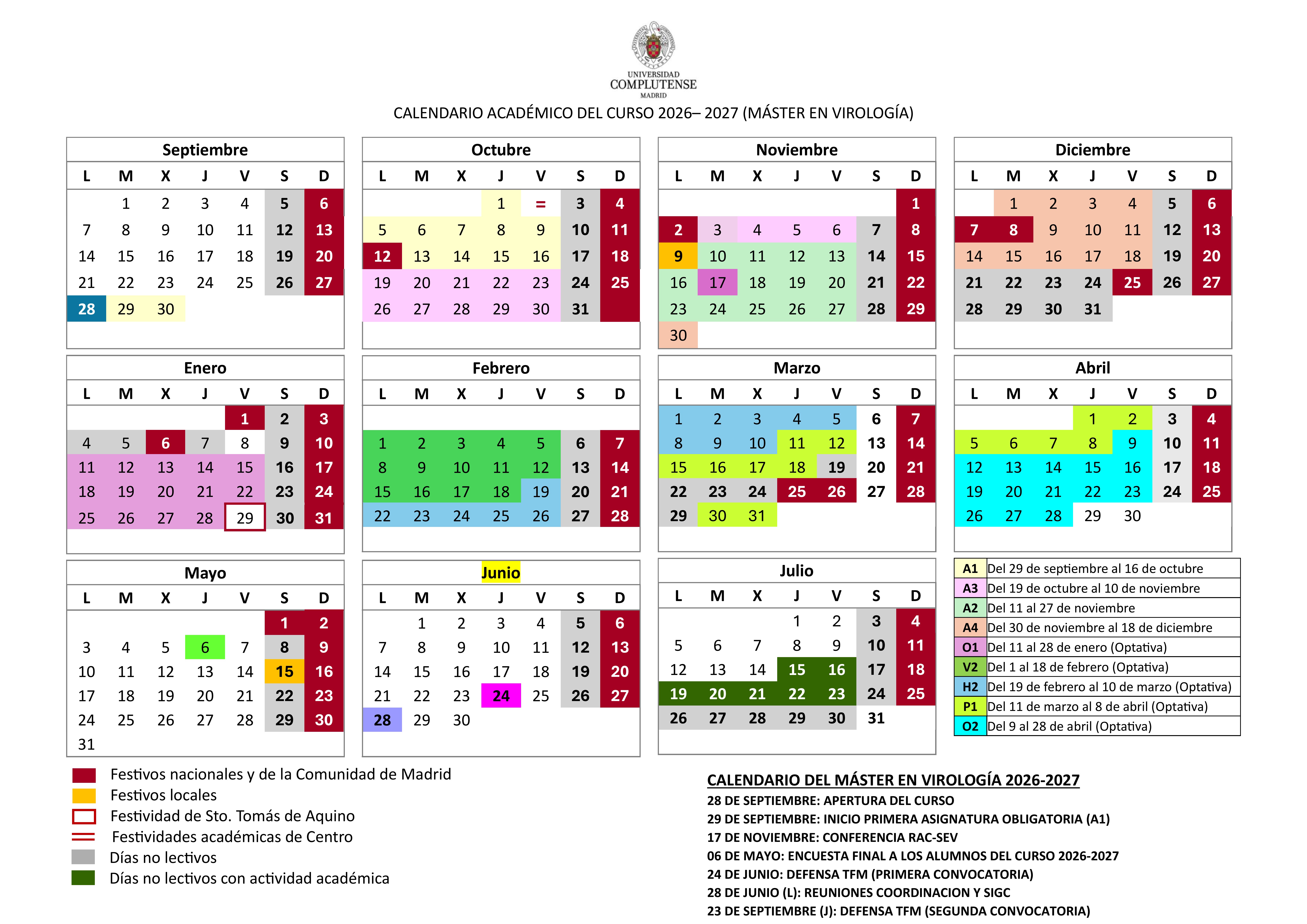 CALENDARIO DEL CURSO ACADÉMICO 2026-227